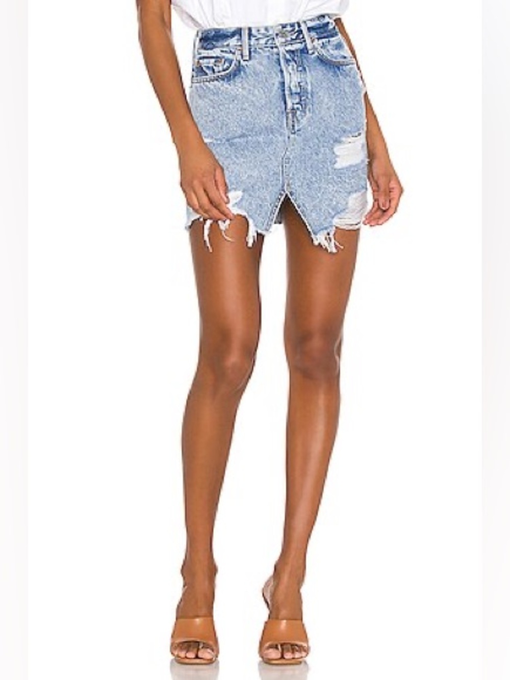 NWT Revolve x GRLFRND Elisa in The Way I Walk Denim Skirt Size 27